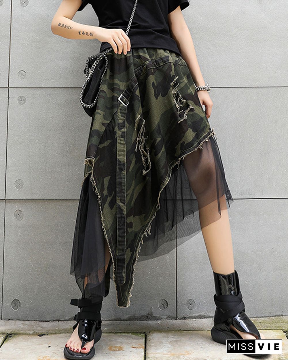 CAMO PATCHWORK SKIRT