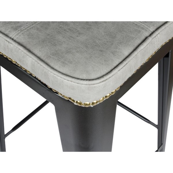 Metropolis PU Leather Metal Backless Counter Stool，Set of 4 - N/A