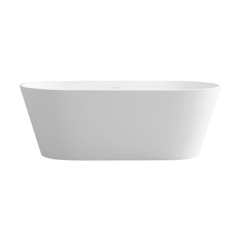 MEDUNJESS 63'' Soaking Bathtub Stone Resin Freestanding Bathtub