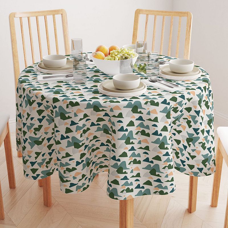 Round Tablecloth， 100% Cotton， 60 Round， Abstract Landscape