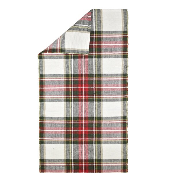 Fabstyles Celebration Plaid Cotton Table Runner Machine Washable