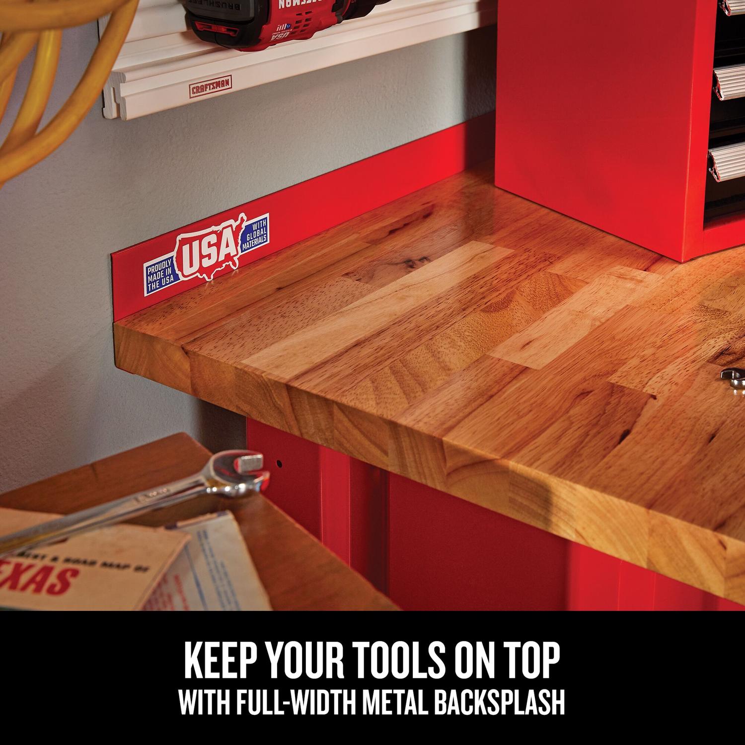 Craftsman 24 in. L X 6 ft. W X 41.25 in. H Workbench with Butcher Block Top 1450 lb. cap.