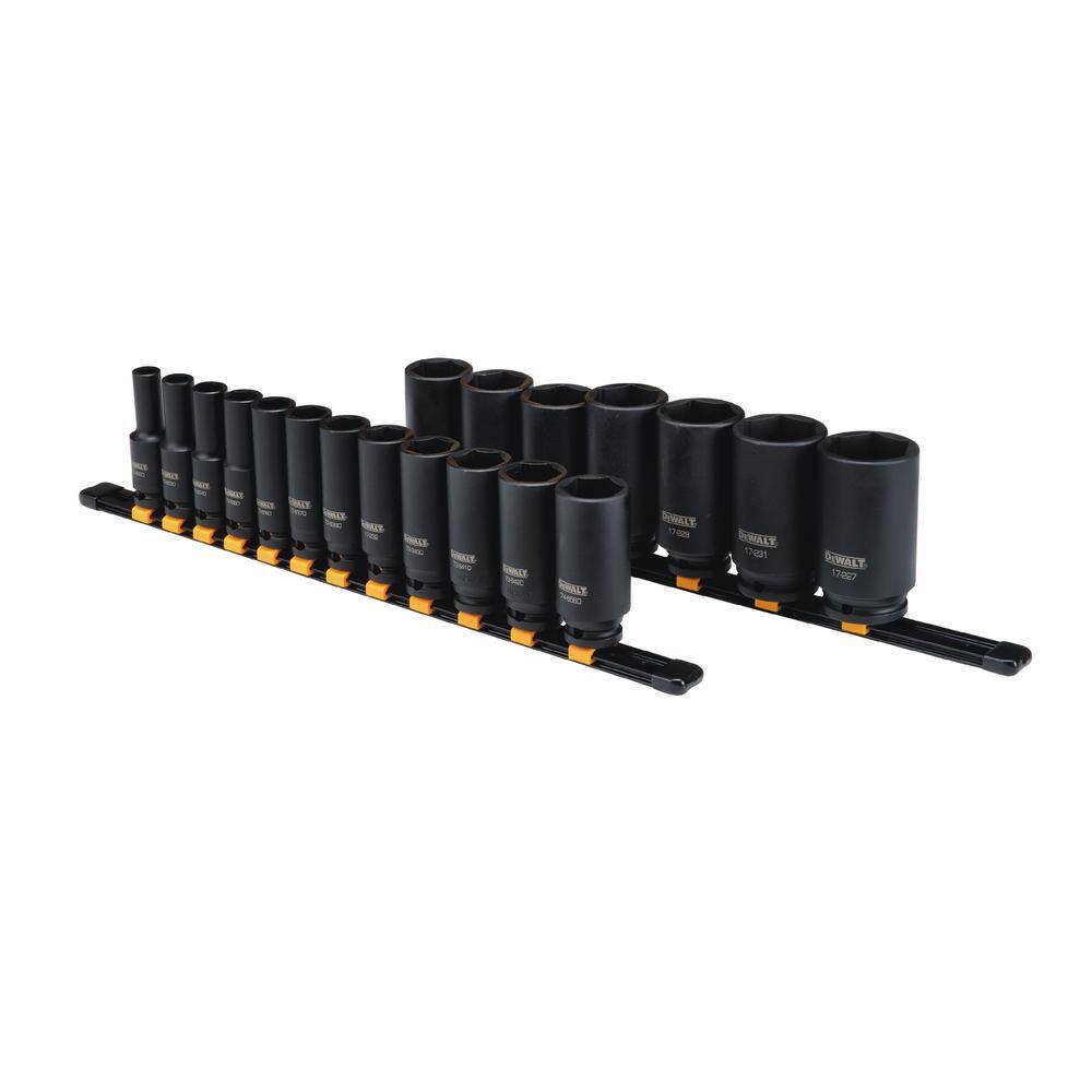 DW 12 in. Drive SAE Deep Impact Socket Set (19-Piece) DWMT19239