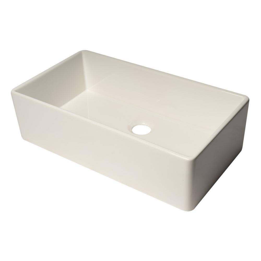 ALFI BRAND Farmhouse Fireclay 35.88 in. Single Bowl Kitchen Sink in White AB536-W