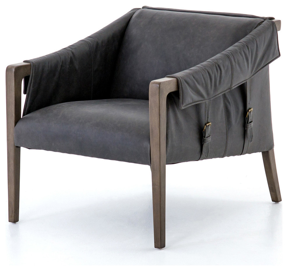 Four Hands Bauer Leather Armchair   Midcentury   Armchairs And Accent Chairs   by Four Hands  Houzz