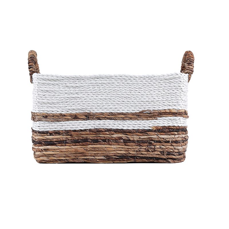 Saddle River Rectangular Dark Banana and White Raffia Rope Basket 3-piece Set