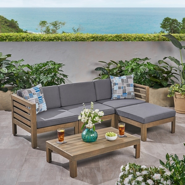 Cambridge Outdoor Wood 5pc. Sofa Set by Christopher Knight Home