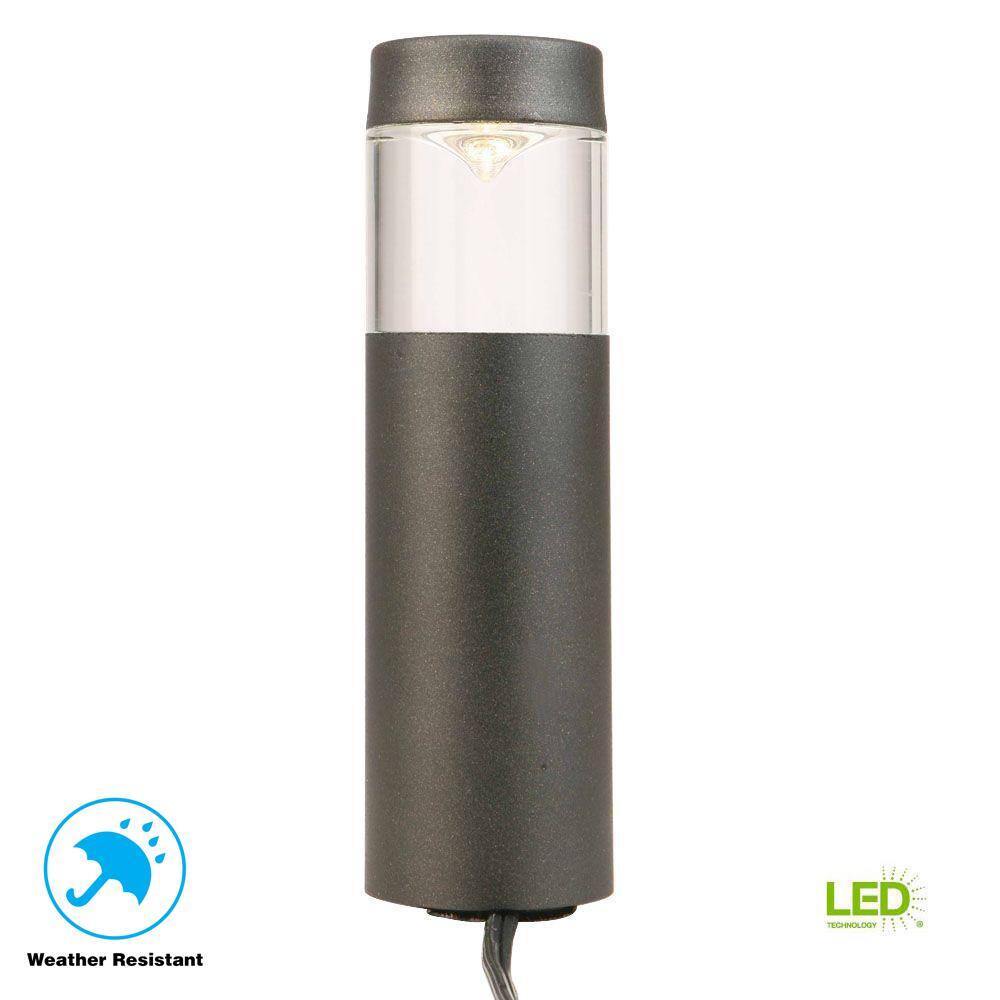 Hampton Bay Helena Low-Voltage 10-Watt Equivalent Black Outdoor Integrated LED Round Landscape Path Bollard Light ISV1801L-3