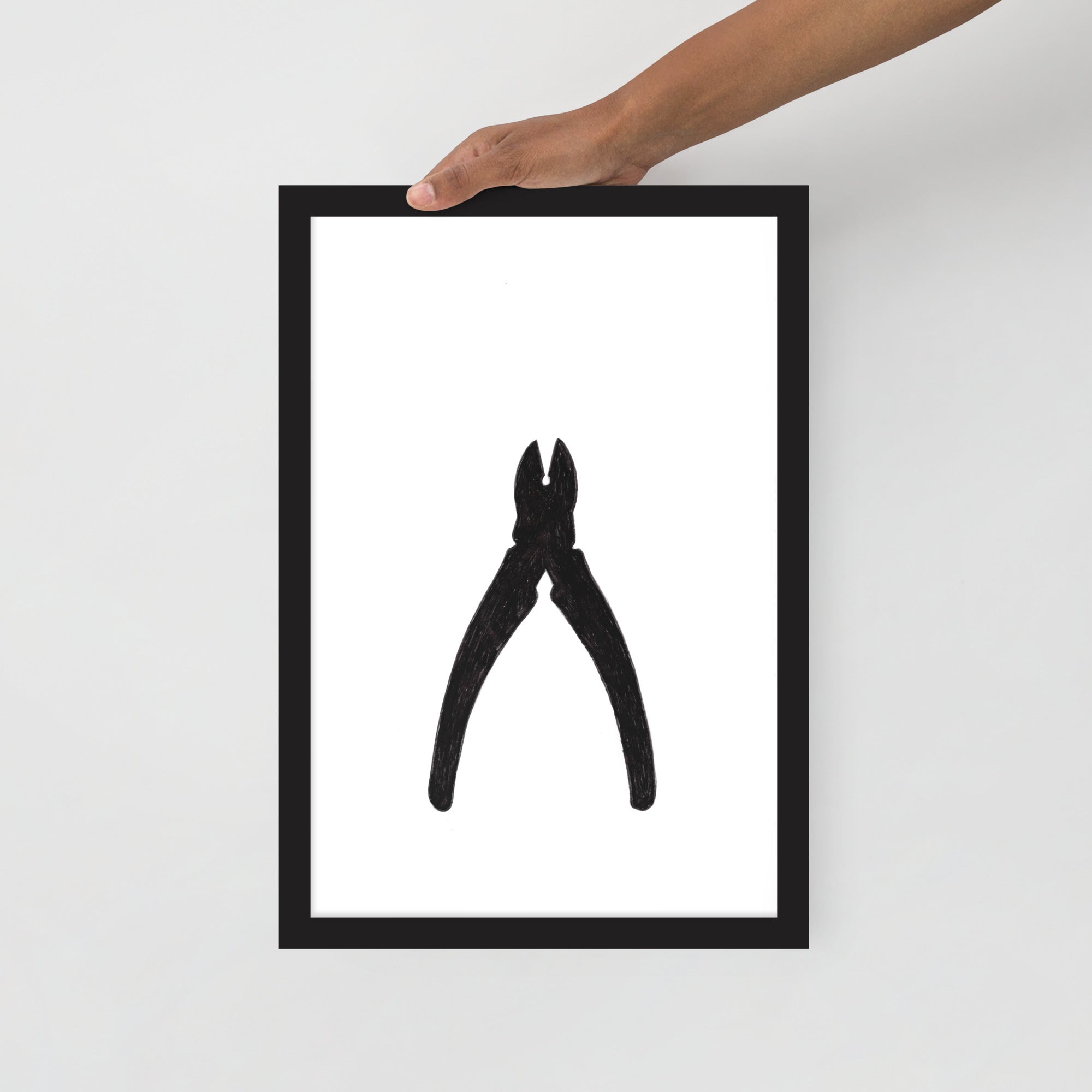 Ink Drawing Framed Print, Pliers