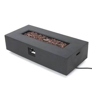 Noble House Mayfair Dark Gray Rectangular Stone Fire Pit (No Tank Holder) 10062