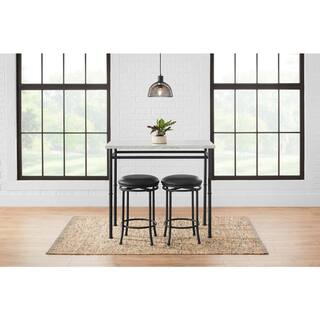 StyleWell Black Metal 3 Piece Dining Set with Faux Marble Top (42 in. W x 32 in. H) BS80792