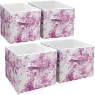 Sorbus 11 in. H x 10.5 in. W x 11 in. D Tie Dye Pink Foldable Cube Storage Bin (4-Pack) STRG-BIN-WPI