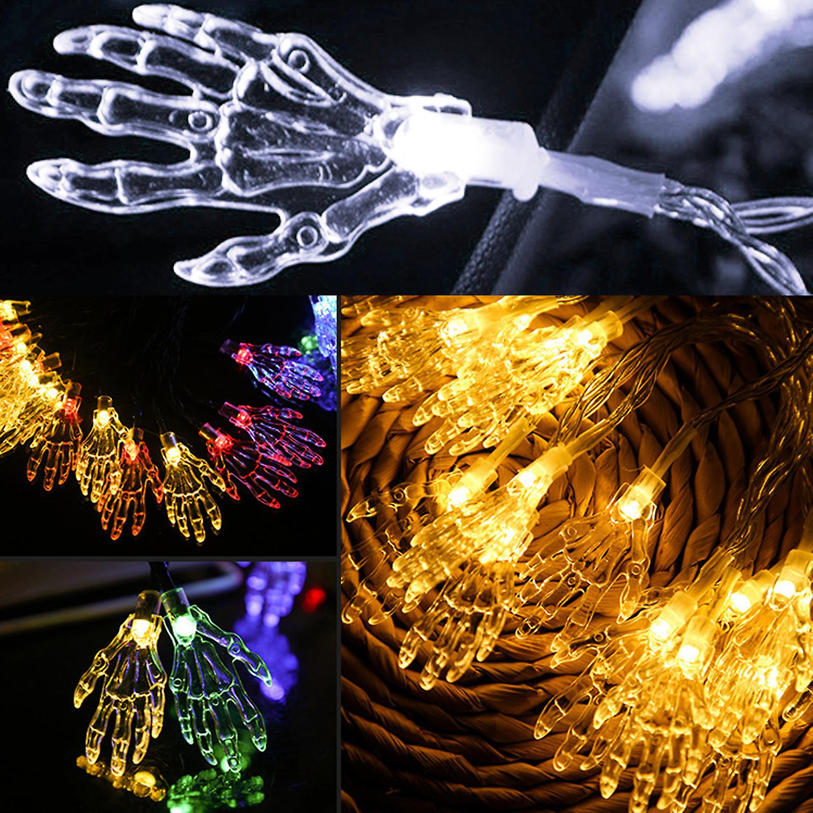 Halloween String Lights Skeleton Hand Halloween Decoration Light Holiday Decorative Lights String Atmosphere Lamp Home Decor Window Curtain Light No.3