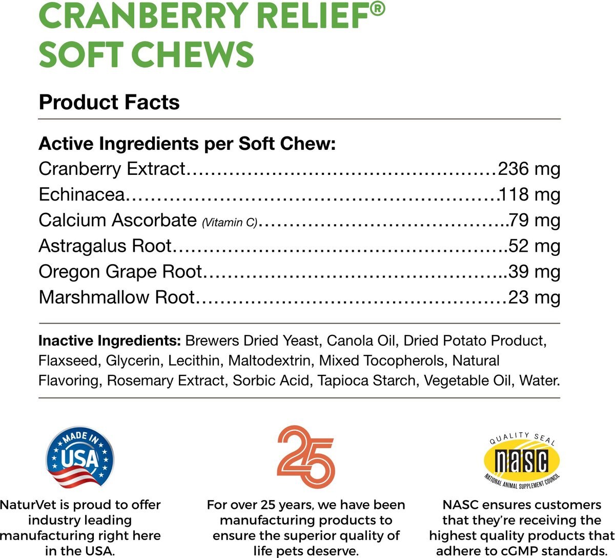 NaturVet Cranberry Relief Plus Echinacea Soft Chews Urinary Supplement for Dogs