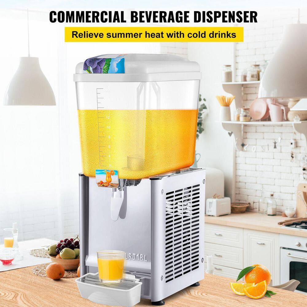 VEVOR Commercial Beverage Dispenser 4.8 Gal. 18L 1 Tanks Drink Dispenser 200W Stainless Steel Juice Dispenser 110V YLJHSLYJ18LX1DG01V1