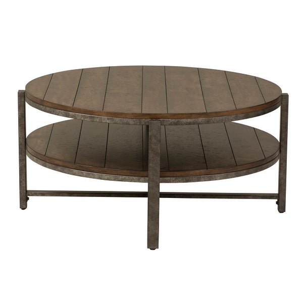 Breckinridge Mahogany Spice with Pewter Metal Round Cocktail Table