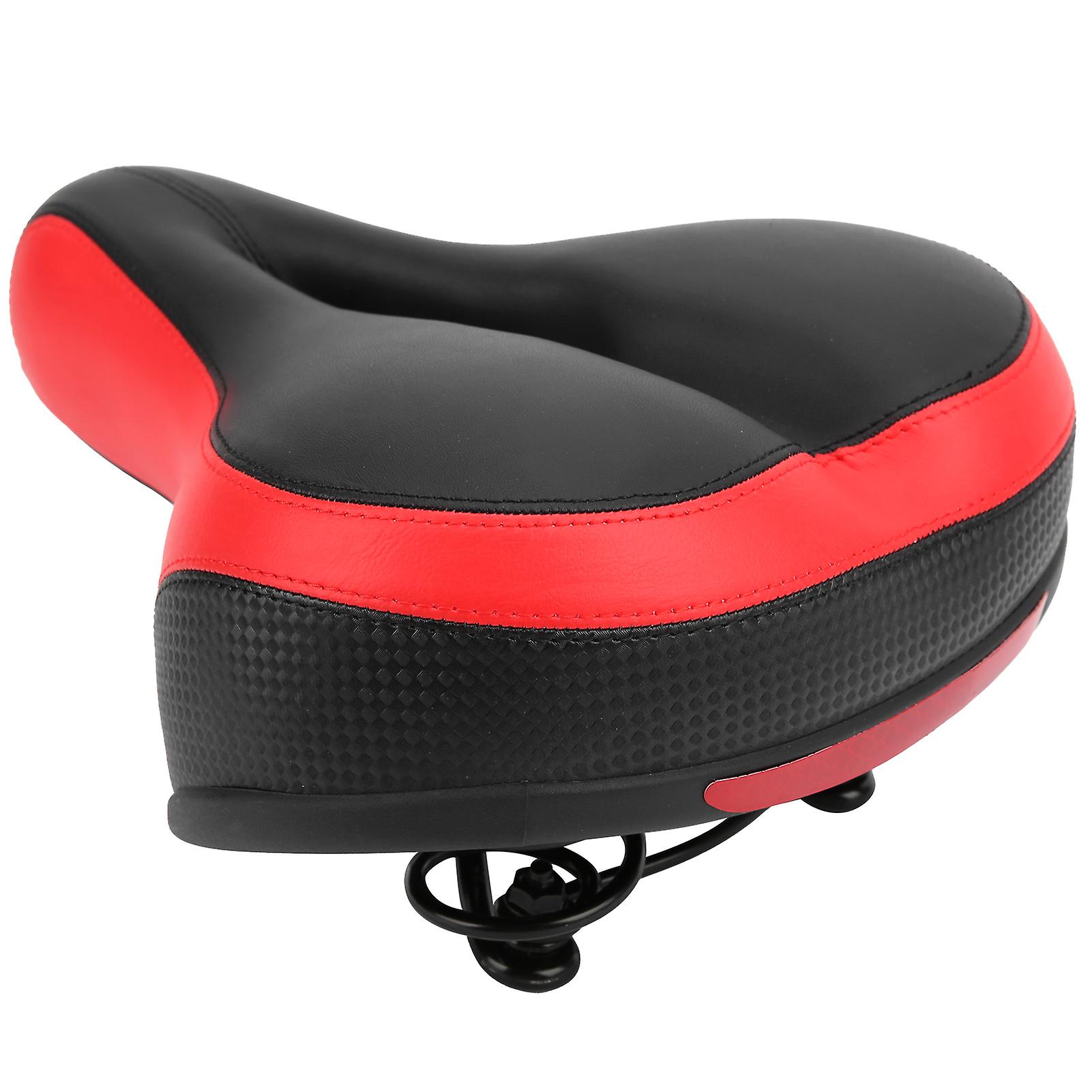 Mountain Bike Saddle Comfortable Microfiber Leather Hollowcarved Spring Bike Saddle Seatblack Red