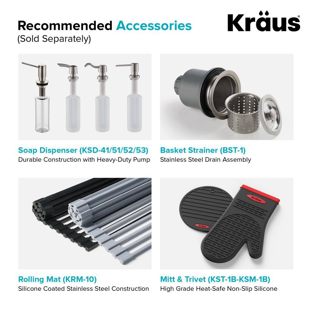 KRAUS Standart PRO 16 Gauge Stainless Steel 21 in. Undermount Bar Sink KHU101-21