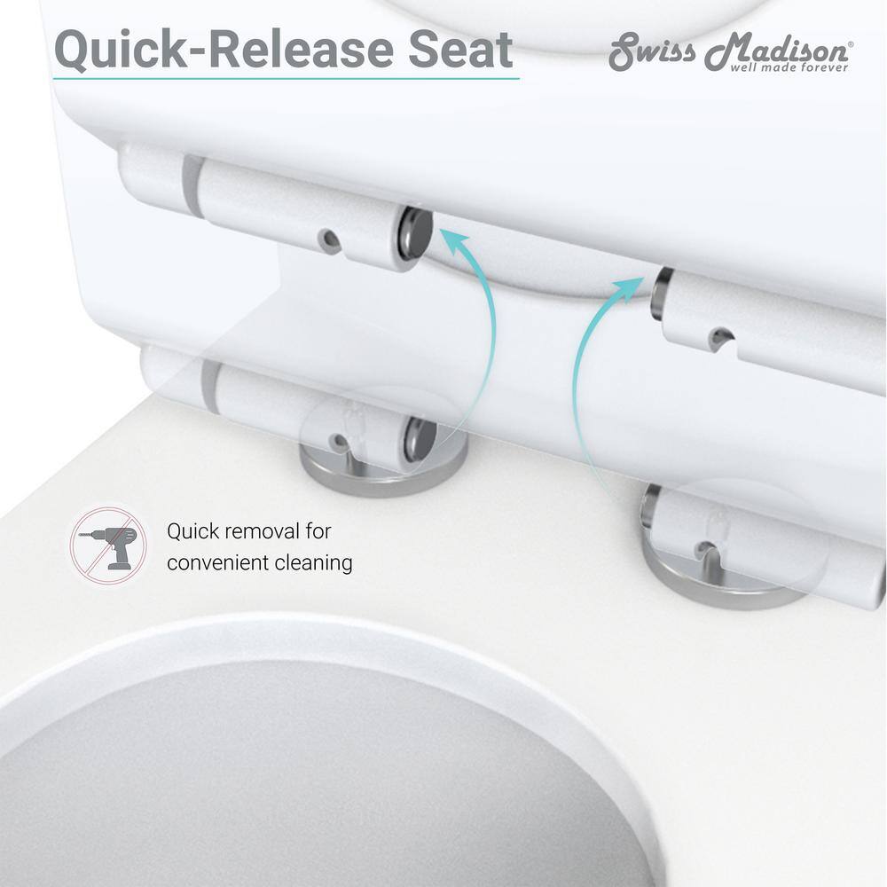 Swiss Madison Classe 2-piece 1.28 GPF Single Flush Elongated Toilet in. Glossy White Seat Included SM-2T130