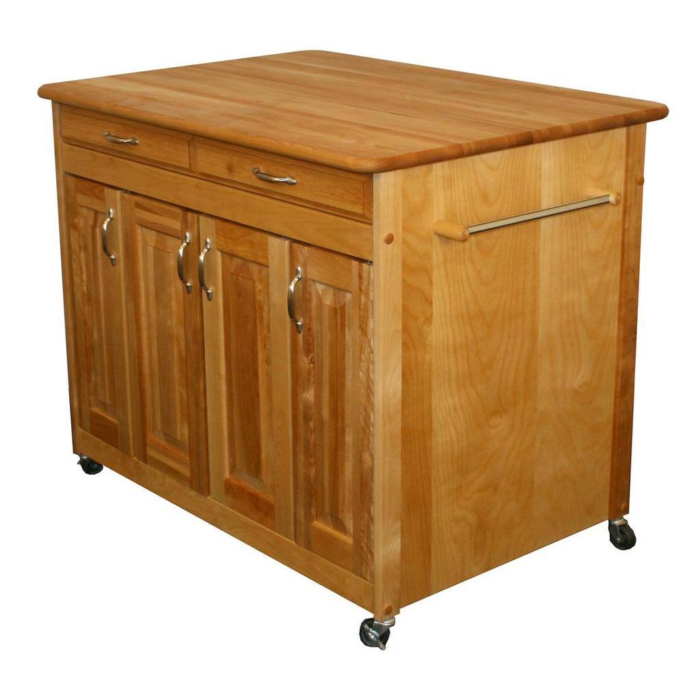 Catskill Craftsmen Natural Kitchen Cart with Butcher Block Top 54230