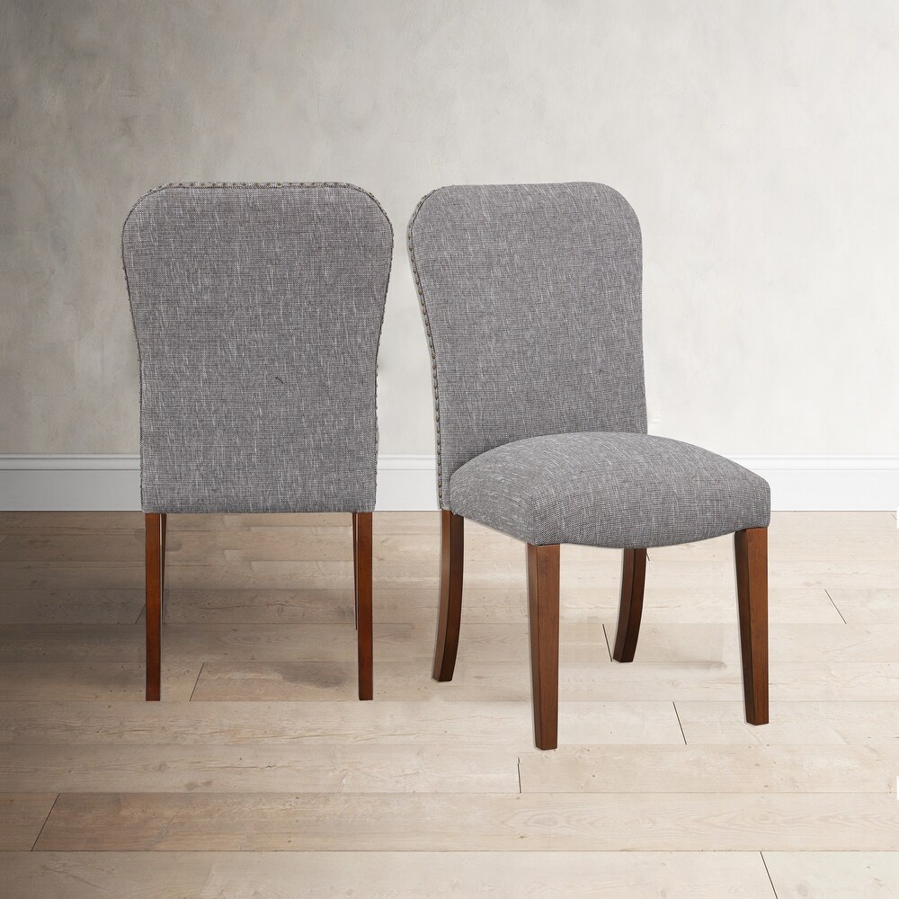 Sea Oat Dining Chair in Performance Fabric with Nail Heads   Set of 2