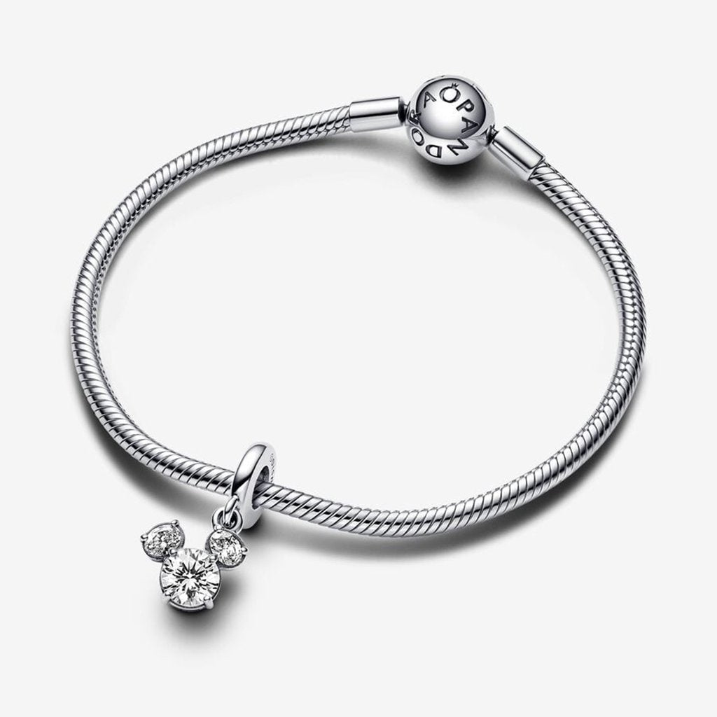 PANDORA  Disney Mickey Mouse Sparkling Head Silhouette Dangle Charm