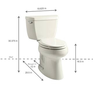 KOHLER Highline 2-piece 1.28 GPF Single Flush Elongated Toilet in Biscuit Seat Not Included K-3658-96