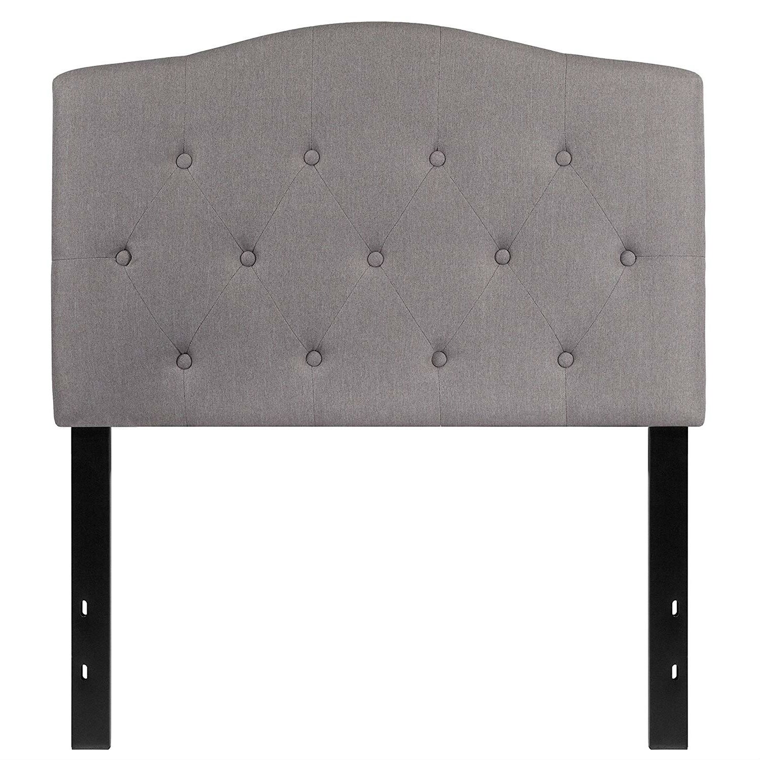 Twin size Light Grey Upholstered Button Tufted Headboard - - 29083854