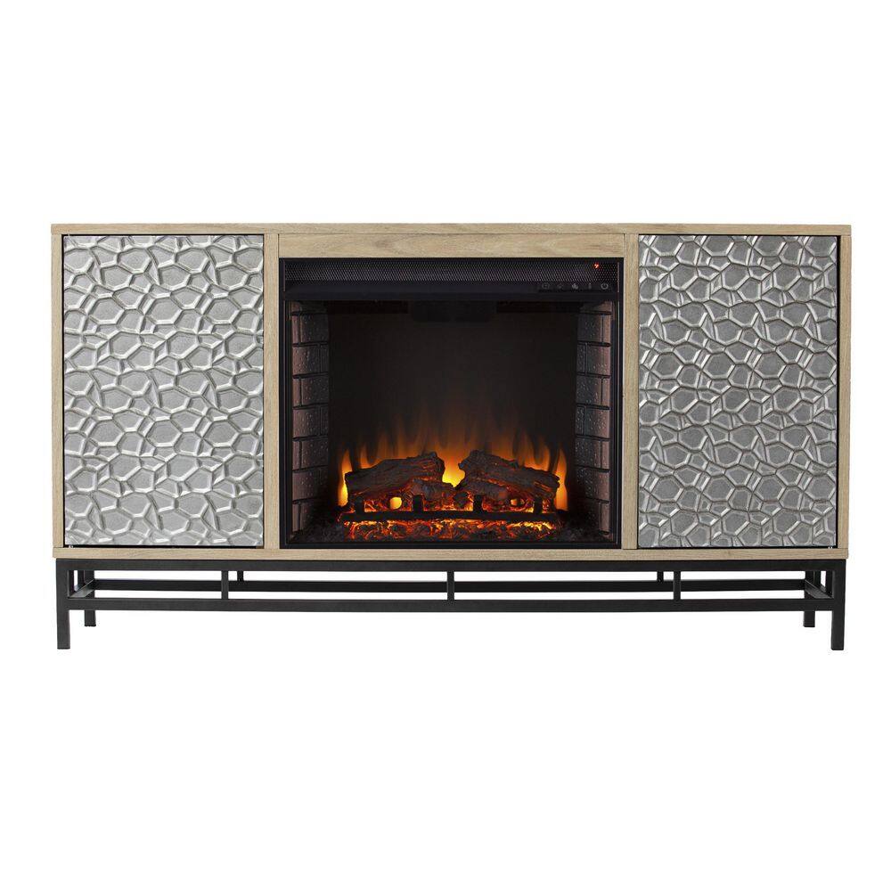 SEI FURNITURE Hollesborne Electric Fireplace with Media Storage in Natural HD322490