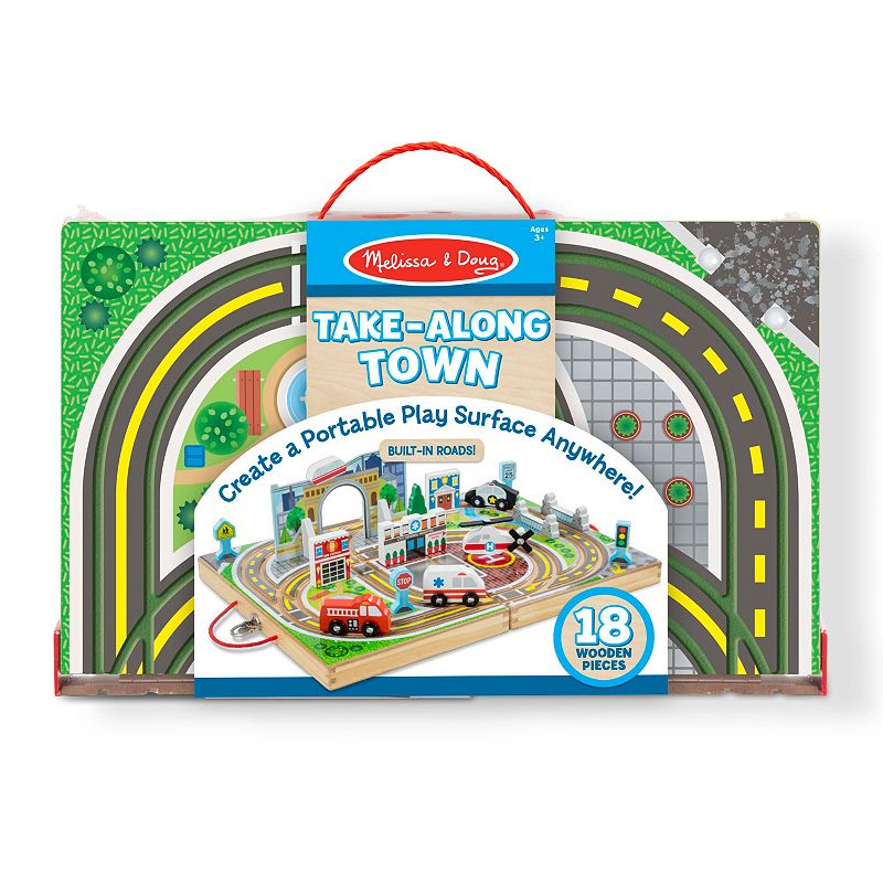 Melissa and Doug 18-Piece Wooden Take-Along Tabletop - Town