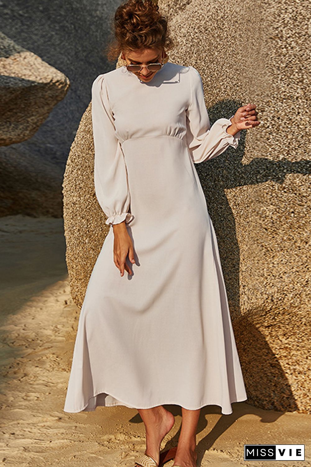 Ruffle Sleeve High Waist Maxi Dress Wholesale