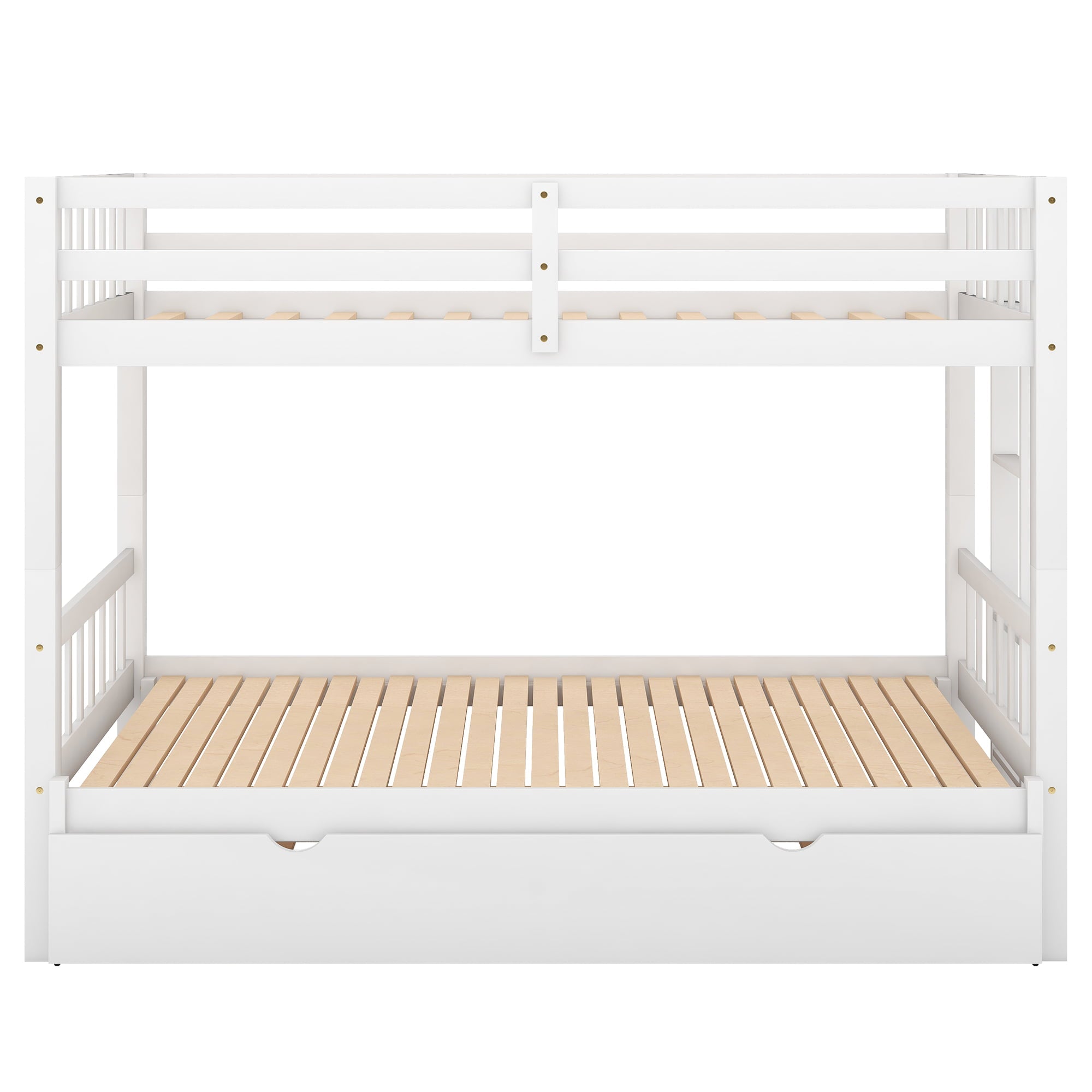 Euroco Wood Twin over Twin/King Bunk Bed with Trundle for Kids, White