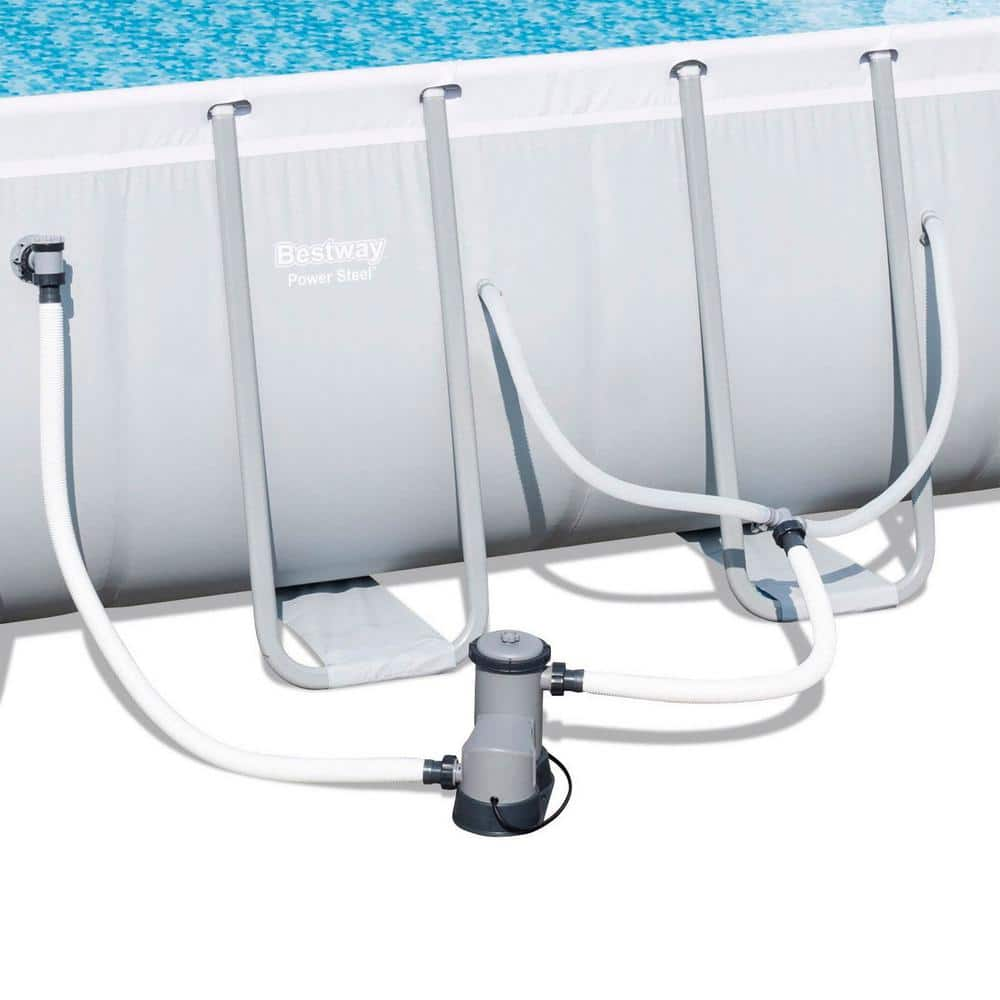 Bestway 18' x 9' Rectangular 48 in. Deep Metal Frame Above Ground Swimming Pool Set 56536E-BW