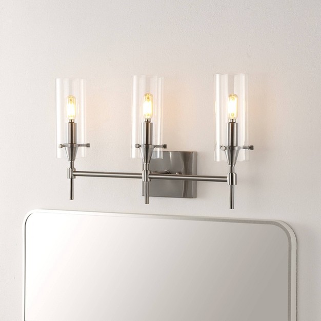 3 light Cato Modern Iron glass Led Vanity Nickel clear Jonathan Y