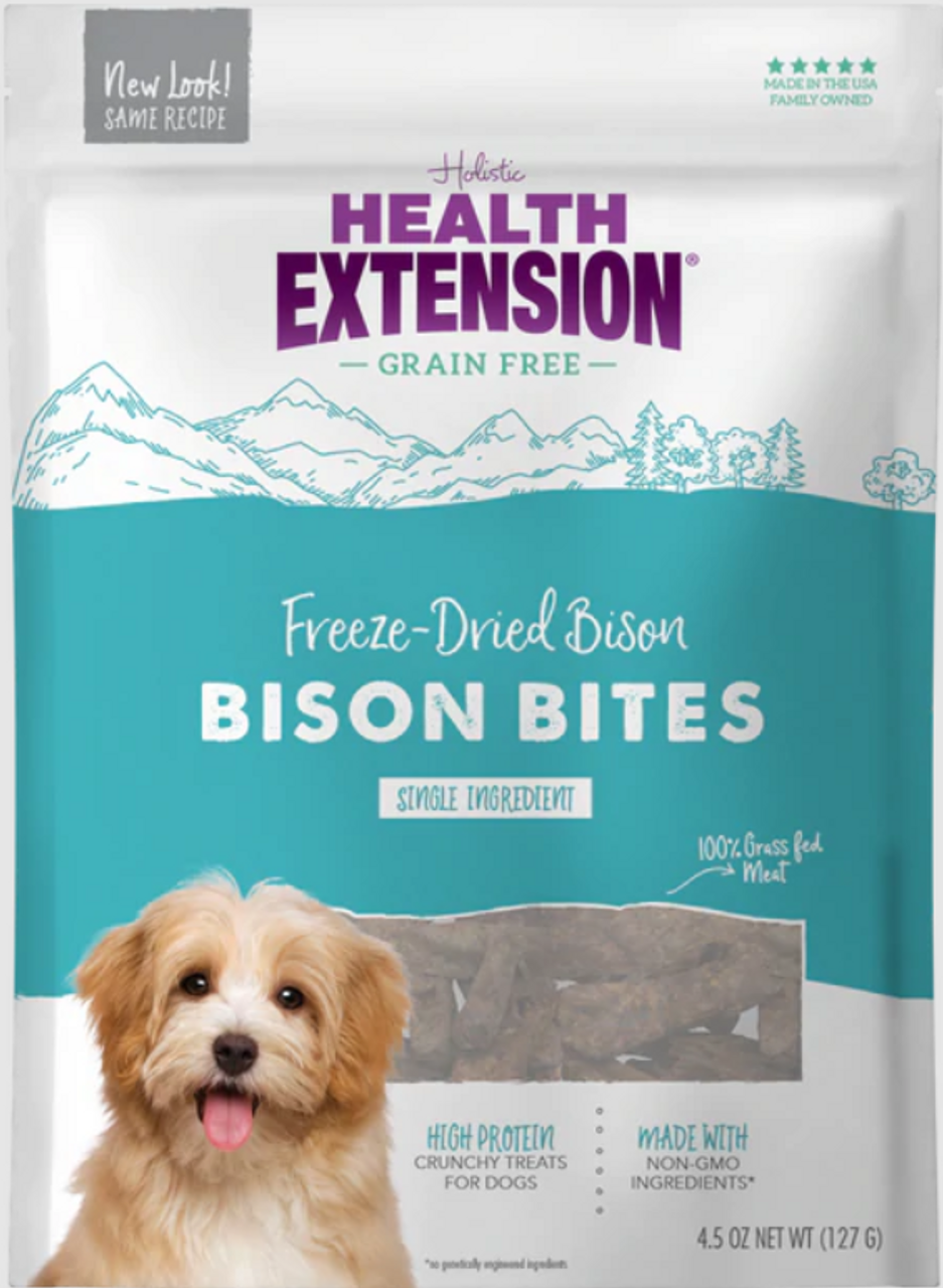 Health Extension Bison Bites Grain Free Dog Treats 4.5oz Bag