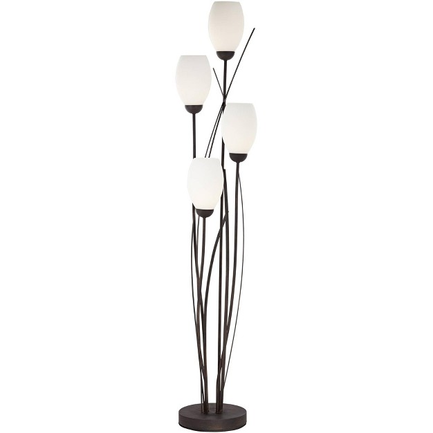 Tall Ginger Black Tulip White Cased Glass Shades For Living Room Bedroom Uplight