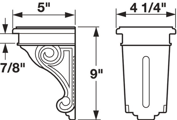 Hafele Corbel 9 x 4 1/4 x 5 ( H x W x D)