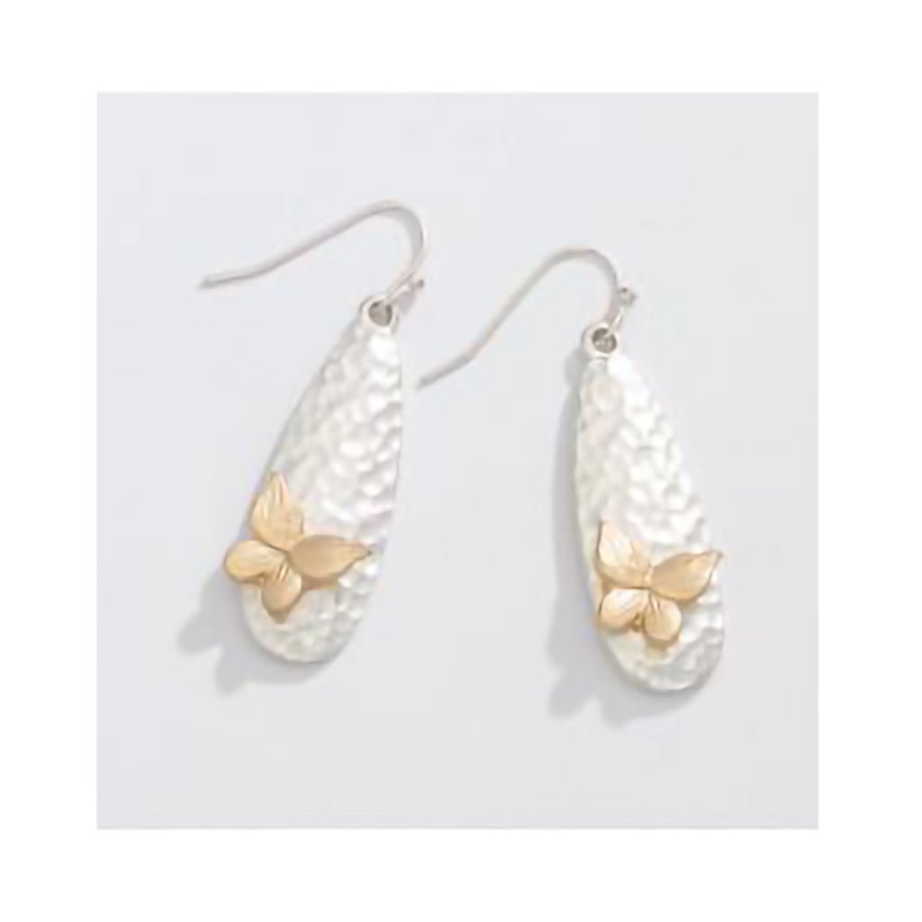 Periwinkle by Barlow Hammered Matte Two-Tone Butterfly -Earrings