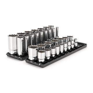 TEKTON 12 in. Drive 12-Point Socket Set with Rails (38 in.-1-516 in.) (32-Piece) SHD92206