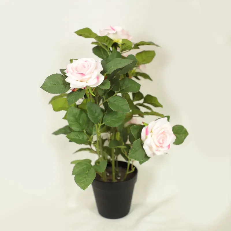 Decor Garden Supplies Green Plant Artificial Tree Decorative Pink Rose Flower Artificial Bonsai Rose Tree