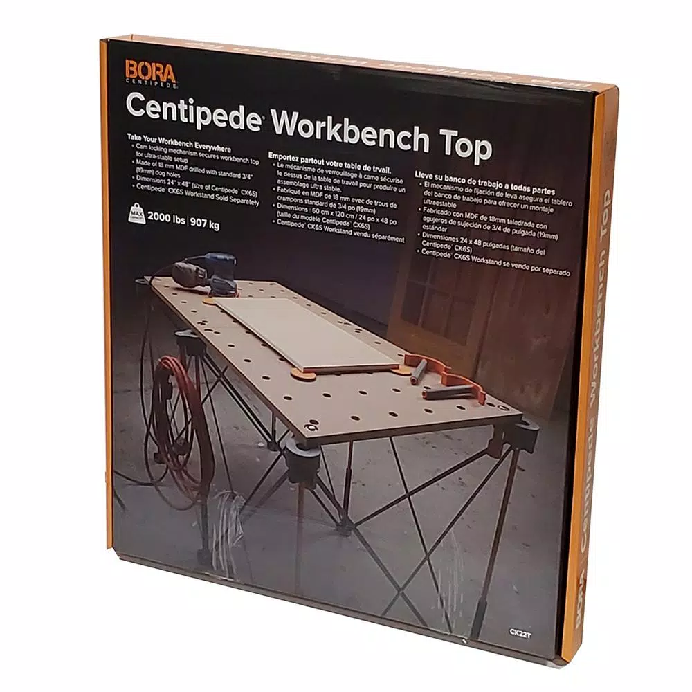 BORA Centipede 24 in. x 48 in. Workbench Top for Sawhorse with 3/4 in. Dog Holes and#8211; XDC Depot