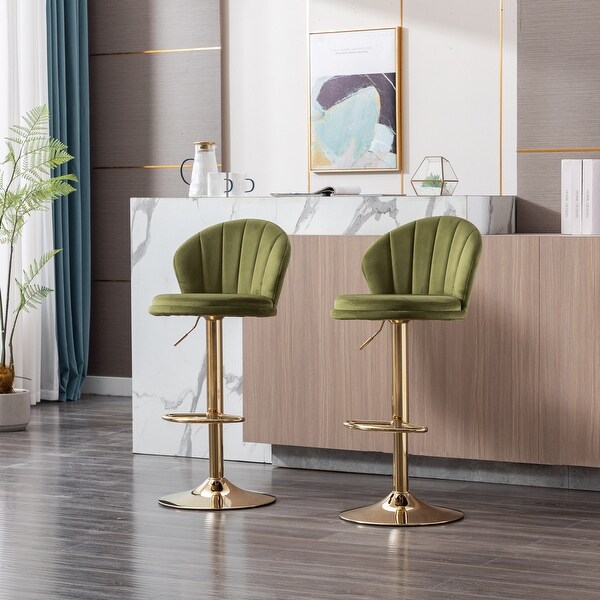 Round Swivel Adjustable Bar Stools with Footrest and Base