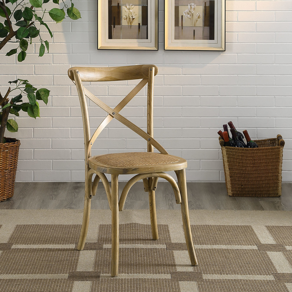 Modern Urban Contemporary Dining Side Chair  Brown Wood   Farmhouse   Dining Chairs   by House Bound  Houzz