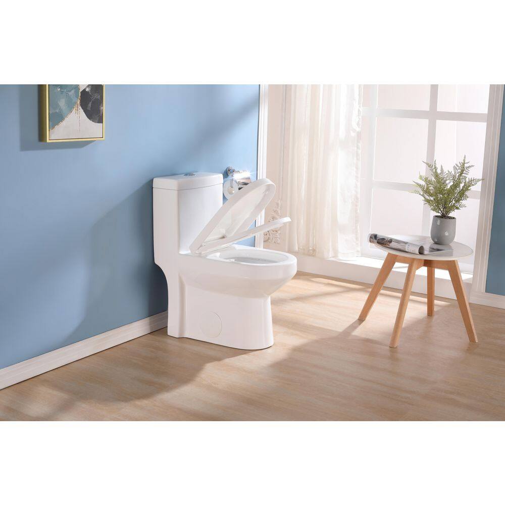 HOROW 10 in. Rough-In 1-piece 0.81.28 GPF Dual Flush Round Toilet in White Seat Included HR-0310