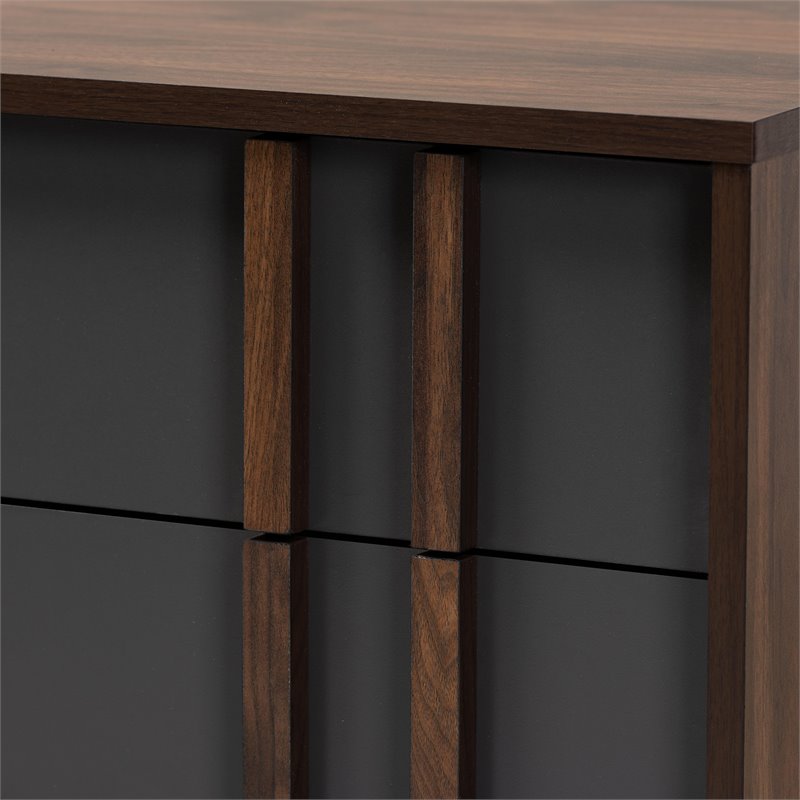 Bowery Hill Gray and Walnut Finished Wood 6-Drawer Bedroom Dresser