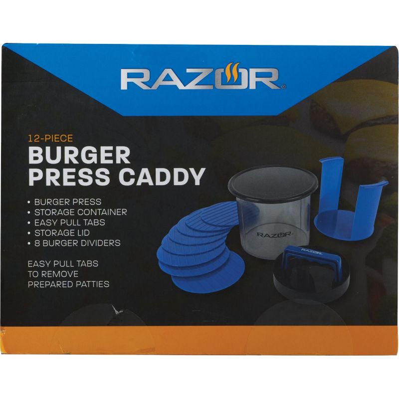 Mr. Bar-B-Q Razor Burger Press Caddy Blue