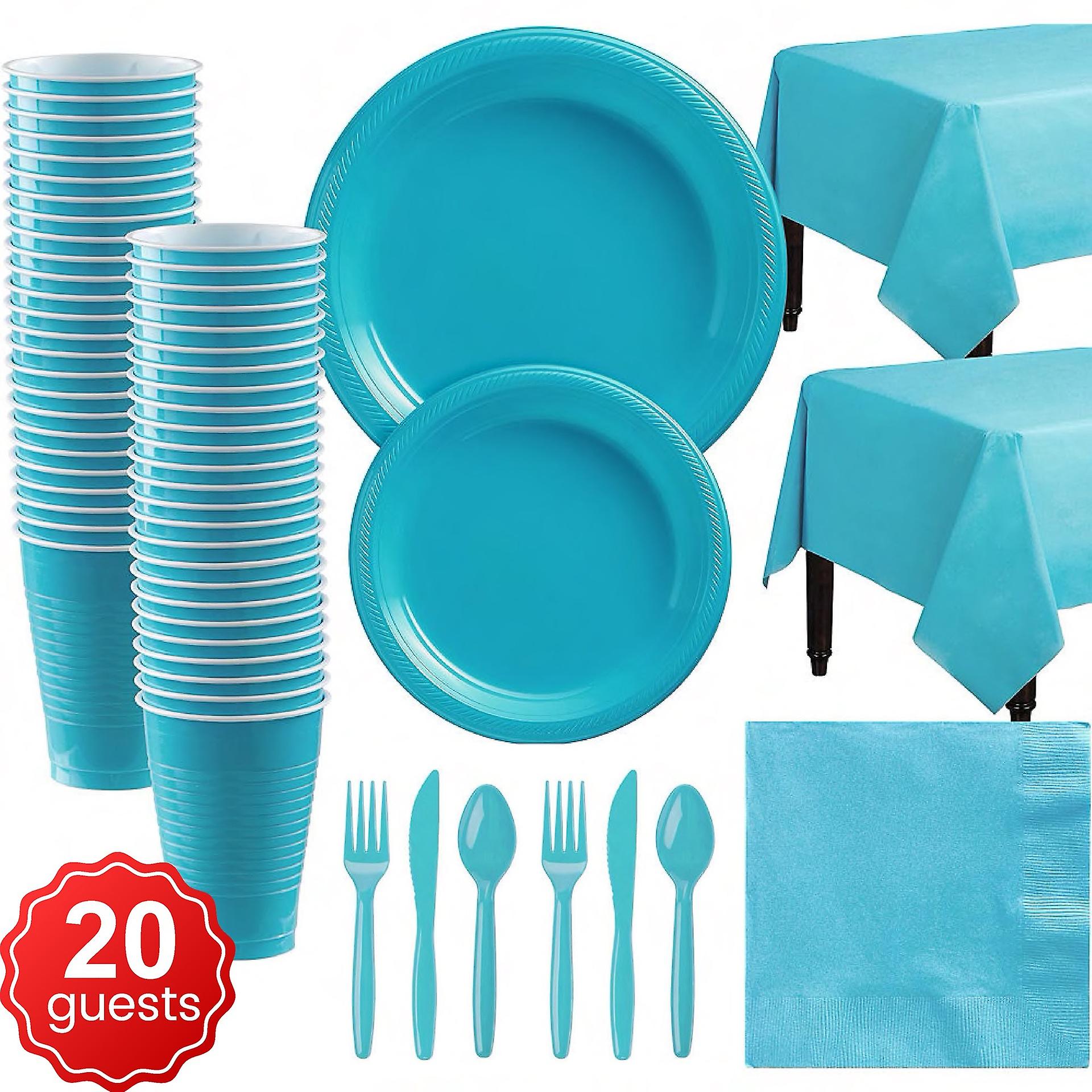 Disposable Plastic Dinnerware Set 20 Guest - Fancy Napkins， Wedding Or Party Of 20