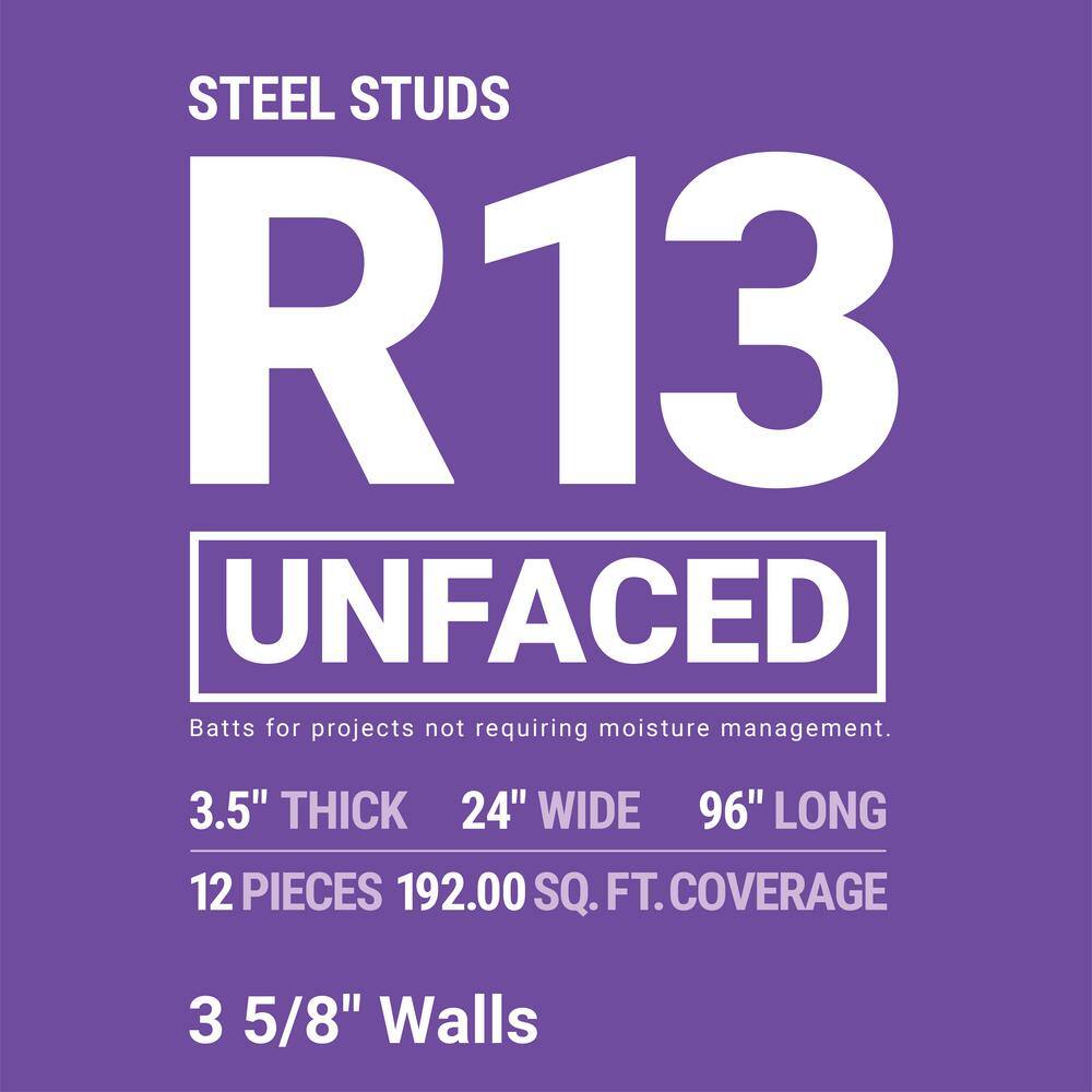 Owens Corning R-13 Unfaced Fiberglass Insulation Batt 24 in. x 96 in. (8-Bags) M65