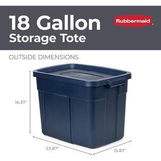 Rubbermaid Roughneck️ Storage Totes with Lids 18 Gallon Dark Indigo Metallic-6 Pack RMRT180051