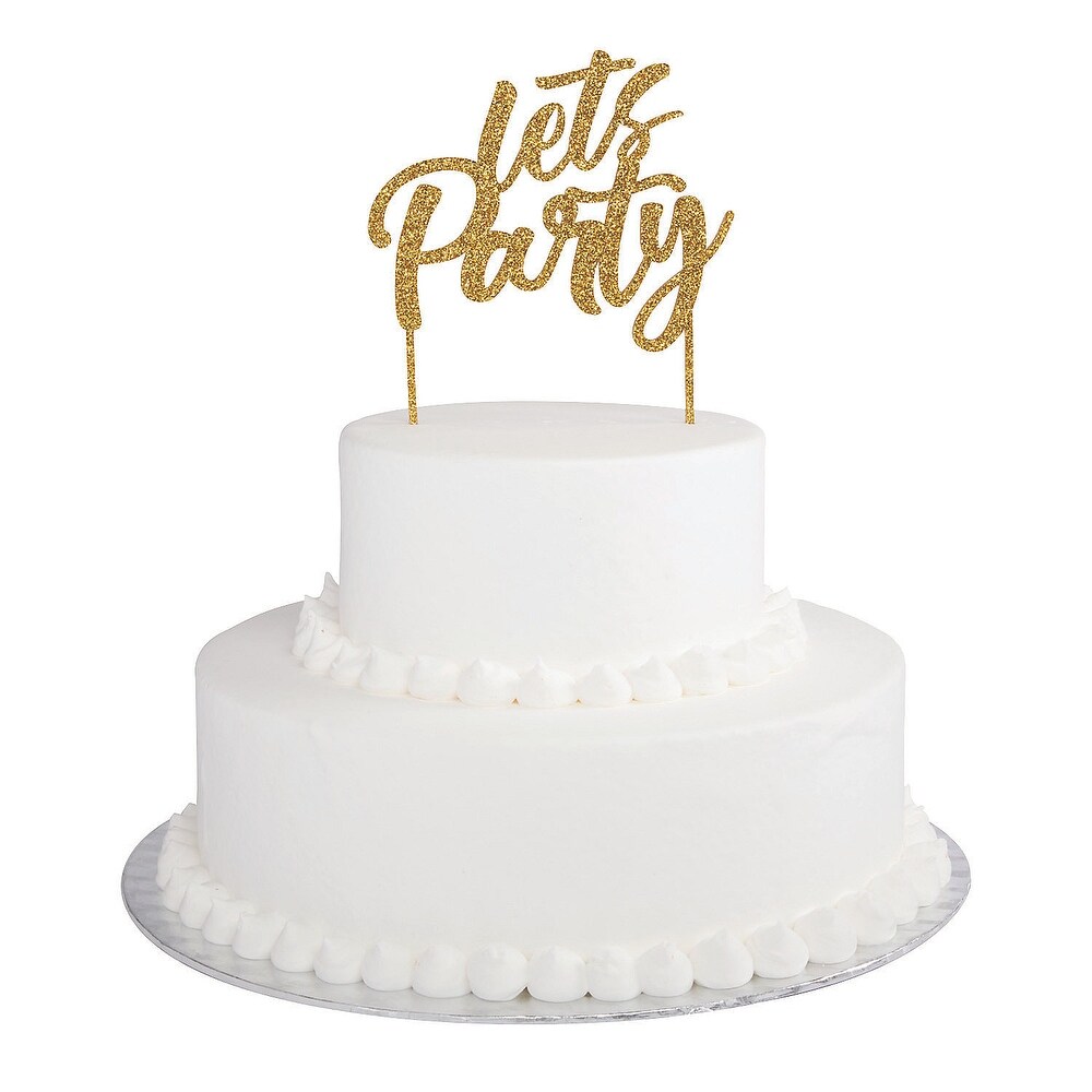 Let's Party Gold Cake Topper  Birthday  Home Decor  Gifts  1 Piece   5\